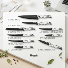 Bộ dao bếp 12 chiếc hãng HUUSK ( hàng Amazon Mỹ ) - ko gồm kéo & đế cắm dao (P128963)