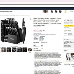 Bộ dao bếp 12 chiếc hãng HUUSK ( hàng Amazon Mỹ ) - ko gồm kéo & đế cắm dao (P128963)