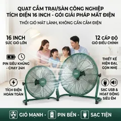 Quạt Sàn Tích Điện EDKM, lồng kim loại, 12 tốc độ gió, pin 4500mAh (P128431)