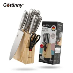 Bộ dao bếp 8 món hãng GÖTTINNY, kèm đế dao bằng gỗ (P126372)