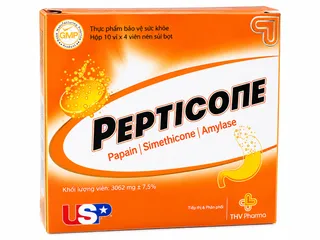 Viên Sủi Giảm Đầy Bụng Khó Tiêu Pepticone - Hộp 40 Viên
