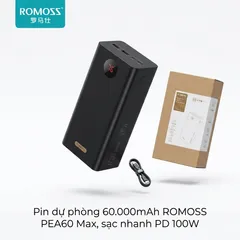 Pin dự phòng 60.000mAh ROMOSS PEA60 Max, sạc nhanh PD 100W (P119430)