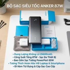 Pin dự phòng Anker 25600mAh A1291 sạc nhanh 87W - kèm củ sạc 65w + cáp C to C (P119133)