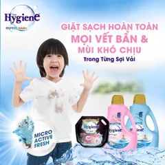 NƯỚC GIẶT HYGIENE CAN 2.8L  - vừa giặt vừa xả, giữ màu quần áo luôn tươi mới và lưu lại mùi hương nhẹ nhàng