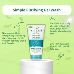 Sữa rửa mặt Simple xanh dương Purifying Gel Wash cho da dầu mụn 150ml