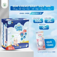 [TẶNG 2 MIẾNG DÙNG THỬ] Bỉm Dán Cheru Baby Size S 4 kg/8 kg Thoáng Khí, Êm Ái, Bảo Vệ Da Bé