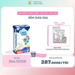 Bỉm dán cho bé S56, được sản xuất theo công nghệ hiện đại và cải tiến, thấm hút nhanh, chống tràn, an toàn cho bé
