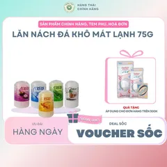 LĂN NÁCH ĐÁ KHÔ MÁT LẠNH 75GRAM - Khử mùi hiệu quả, không mùi và mùi nhẹ, giữ khô thoáng suốt ngày dài, an toàn cho da