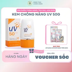 KEM CHỐNG NẮNG UV 50GRAM bảo vệ da SPF cao - Ngừa tia UV, không gây kích ứng, dưỡng ẩm, phù hợp mọi loại da