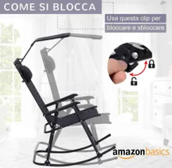 Ghế Xếp thư giãn Amazon Basics ( Mỹ ) Có Mái Che, dùng được ngoài trời, gấp gọn - HỘP XẤU (P12133)
