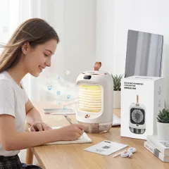Quạt tích điện để bàn phun sương RD22 , có màn hình , xoay 90 độ, đèn ngủ (P9003)