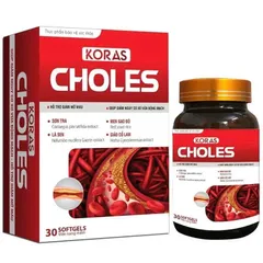 Koras Choles hỗ trợ tiêu giảm mỡ máu, ngăn ngừa sơ vữa động mạch với lá sen, men gạo đỏ - 30 viên