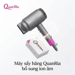 Máy sấy hãng QuanRia bổ sung ion âm 1600W, 2 chiều nóng lạnh ( vỏ dính tay, lau cồn là hết) (P6512)