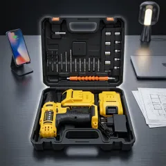 Bộ Máy khoan & vặn vít không dây hãng DUNLANDI , 2 pin rời, kèm hộp full phụ kiện & mũi (P29)