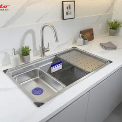 Chậu rửa bát 1 hố Prato INOX nano kích thước 78*43cm (HÀNG CHÍNH HÃNG CHẤT LƯỢNG CAO CẤP) (P135366)