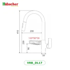 Vòi rửa bát dây rút đồng Hubscher VRB_DL17 (HÀNG CHÍNH HÃNG) (P134840)