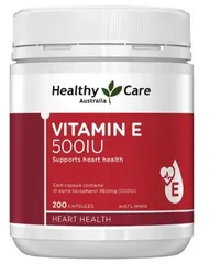 Viên Uống Vitamin E Đỏ Healthy Care 500IU - Hỗ Trợ Làm Đẹp Da và Tóc - 200 Viên Dinh Dưỡng Chính Hãng Úc 822715