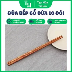 Đũa gỗ dừa bến tre cao cấp, đũa ăn mộc không tẩm hóa chất (10 Đôi) (TH700)