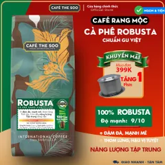 Cà phê nguyên chất Robusta, rang mộc, chuẩn vị rang xay, đậm đà Café The Soo Gói 200Gr