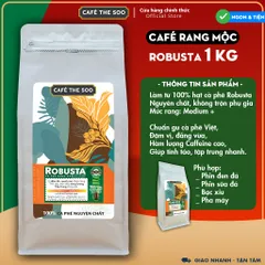 500Gr Cà phê Robusta rang mộc, 100% nguyên chất, đắng đậm