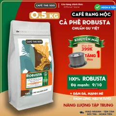500Gr Cà phê Robusta rang mộc, 100% nguyên chất, đắng đậm