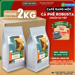 Thùng 2KG Cà phê rang mộc Robusta, nguyên chất, đậm thơm từ thương hiệu Café The Soo