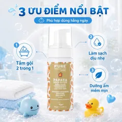 Sữa Tắm Gội Em Bé 2 Trong 1 An Toàn Cho Da Bé Nhạy Cảm PURE PAPAYA CARE 150ML