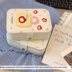 Hộp trang sức Kitty táo dễ thương Dung lượng lớn Hộp đựng tai nghe nhẫn và dây chuyền khi đi du lịch
