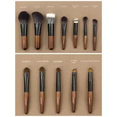Bộ Cọ Trang Điểm Mini Bằng Lông Dê Cho Highlight, Blending, Mắt, Che Khuyết Điểm