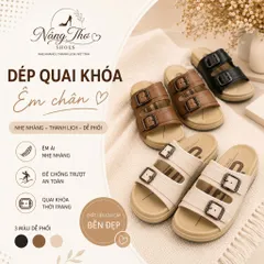 Dép nữ quai ngang BUBUFLY khóa cài điều chỉnh - Dép nhựa đúc êm chân, chống trượt đi mưa cực bền