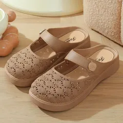 Dép Sục Nữ Cao Su Non Đi Mưa Bít Mũi Thoáng Khí, Dép Lê Nữ Đế Bệt Quai Khóa Đi Trong Nhà Văn Phòng Siêu Nhẹ