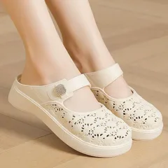 Dép Sục Nữ Cao Su Non Đi Mưa Bít Mũi Thoáng Khí, Dép Lê Nữ Đế Bệt Quai Khóa Đi Trong Nhà Văn Phòng Siêu Nhẹ