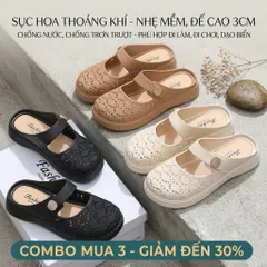 Dép Sục Nữ Đục Lỗ Đế Êm Mũi Kín Chống Trơn Mang Hằng Ngày