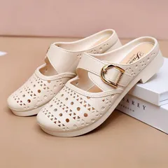 Dép Sục Nữ Cao Su Non Đi Mưa Bít Mũi Thoáng Khí, Dép Lê Nữ Đế Bệt Quai Khóa Đi Trong Nhà Văn Phòng Siêu Nhẹ