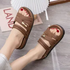 Dép nữ quai ngang bản to phối khóa kim loại cao cấp – sandal đế bệt êm chân, phong cách tối giản sang trọng đế cao 4cm