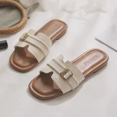 Dép Sandal Nữ Quai Ngang Khoá Kim Loại Thời Trang Hàn Quốc – Dép Nữ Đế Mềm Chống Trượt Đi Chơi Đi Làm ( QCCC )