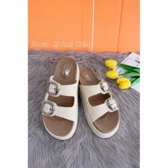 Dép Sandal Nữ 2 Quai Khóa Kim Loại Đế Bánh Mì, Dép Quai Ngang Nhựa Siêu Nhẹ Hack Dáng, Dép Đi Chơi Đi Biển Thời Trang