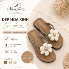 Dép kẹp ngón đính hoa cúc cao cấp - Đế siêu êm, form cực chuẩn [ Hàng Quảng Châu Full Box ]