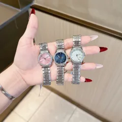 Đồng hồ nữ GII Viền Hạt Pha Lê Kiểu Dáng Sang Trọng Dây Thép Không Gỉ