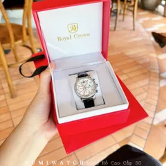 Đồng Hồ Nữ ROCROWN Dây Da Cá Tính, Mặt Tròn Đính Đá Sang Trọng Tặng Box Cao Cấp
