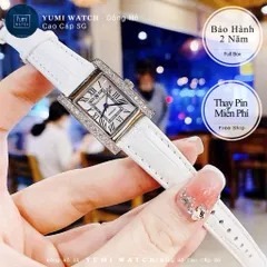 Đồng Hồ Nữ ROCROWN Dây Da Mặt Chữ Nhật Đính Đá Pha Lê Siêu Sáng