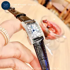 Đồng Hồ Nữ ROCROWN Dây Da Mặt Chữ Nhật Đính Đá Pha Lê Siêu Sáng