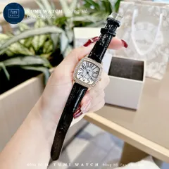 CHÍNH HÃNG Đồng Hồ Nữ YUMI COLOVER Mặt Vuông Đính Đá Dây Da Cao Cấp