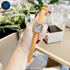CHÍNH HÃNG Đồng Hồ Nữ YUMI COLOVER Mặt Vuông Đính Đá Dây Da Cao Cấp