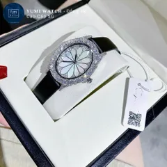 Đồng hồ Nữ mặt hoa viền hạt cao cấp, dây da, Fullbox