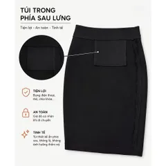 Chân Váy Bút Chì Kaki Form Ôm Cạp 3cm Dài 50cm, Đen/Xanh Đen - Thời Trang Công Sở Nữ Shop Du Nguyễn