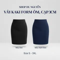Chân Váy Bút Chì Kaki Form Ôm Cạp 3cm Dài 50cm, Đen/Xanh Đen - Thời Trang Công Sở Nữ Shop Du Nguyễn