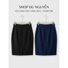 Chân Váy Bút Chì Kaki Form Ôm Cạp 3cm Dài 50cm, Đen/Xanh Đen - Thời Trang Công Sở Nữ Shop Du Nguyễn