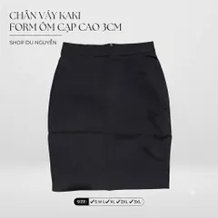Chân Váy Bút Chì Kaki Form Ôm Cạp 3cm Dài 50cm, Đen/Xanh Đen - Thời Trang Công Sở Nữ Shop Du Nguyễn