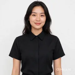 Áo sơ mi đen nữ công sở tay dài, tay ngắn che nút du nguyễn lụa nhung thanh lịch